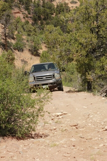 drive to Calamity Mine - difficult side road - Adam running