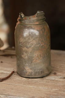 567 8zw. Calamity Mine camp site - Kerr Mason bottle