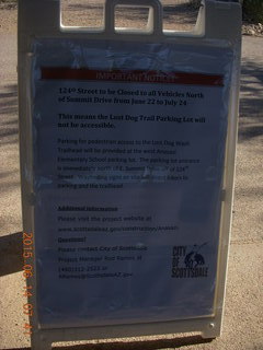 road closure sign for 124th Street and Lost Dog Wash