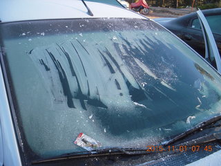 using my old national parks card as an ice scraper