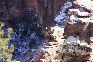 Zion National Park - Brad's pictures - Angels Landing hike - Adam at narrow part