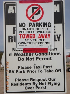 340 97p. Alamo Lake - no parking - active runway sign