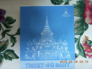 Bangkok - Golden Buddha ticket from yesterday