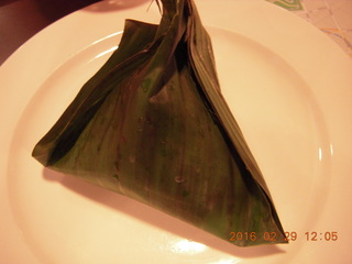Singapore banana leaf with rice inside