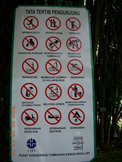 Indonesia Bogur Botanical Garden sign