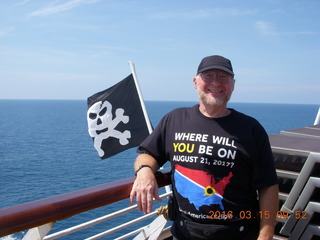 Volendam - King Neptune visit - pirate flag and Adam