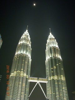 Malaysia - Kuala Lumpur food tour - twin Petronas towers with moon