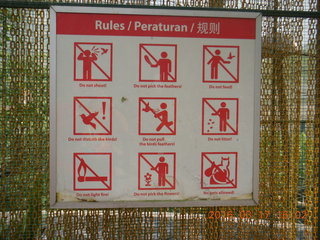 Malaysia - Kuala Lumpur - KL Bird Park - prohibited sign