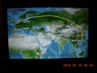 flight to London - map