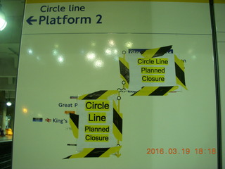 tube ride back - circle line closed