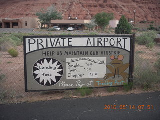 Marble Canyon (L41) Private Airport sign