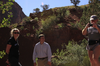 89 9cj. Zeb's dinosaur tour - Kelsey, Zeb, Adam taking a picture