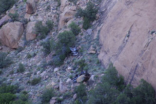 drive to ancient dwellings - cars at Hanging Flume