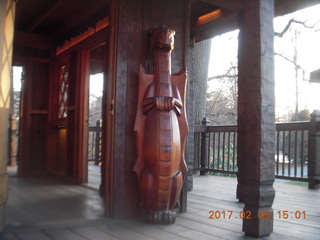 583 9l5. Longwood Gardens with the Schubels + Betsy and Cecelia and John and Sandra + Wooden statue