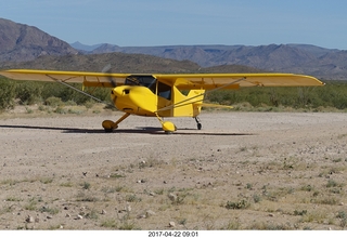 Alamo Lake - Larry's new yellow homebuilt airplane