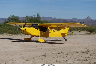 Alamo Lake - Larry's new yellow homebuilt airplane