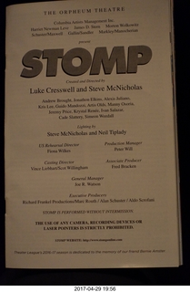 Orpheum Theater Stomp program