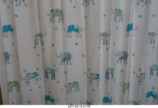 Noah and Melissa housewarming party - elephant shower curtain