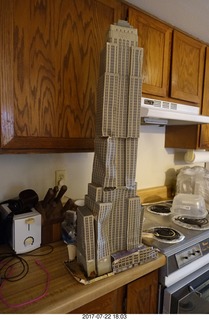 355 9rn. my cardboard Empire State  Building trashed by my cat Max