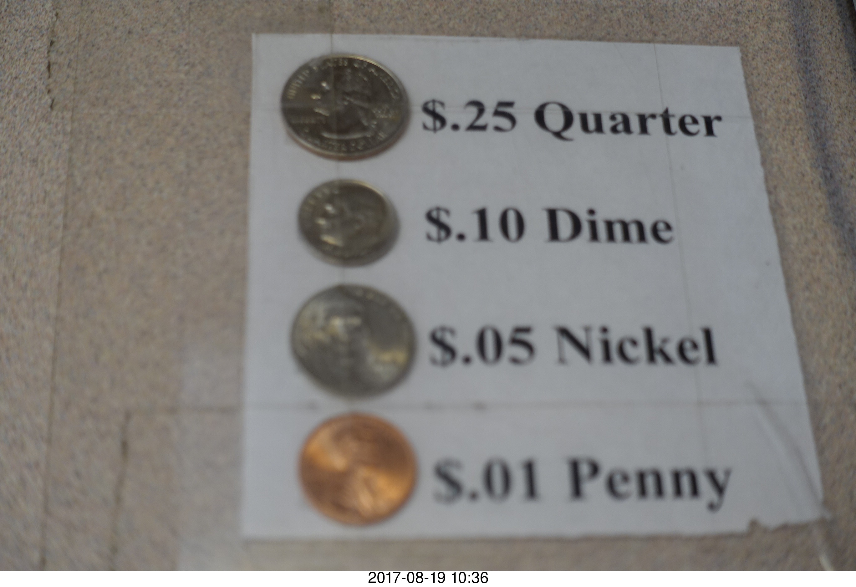 Page Airport - quarter, dime, nickel, penny