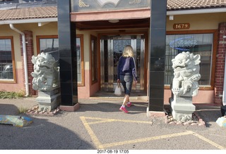 Rock Springs - Kim at the Chinese restaurant with lions