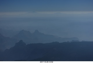 aerial - cloudy hazy Grand Canyon