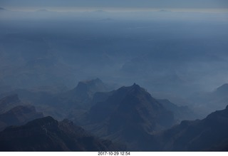 aerial - cloudy hazy Grand Canyon