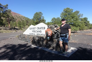 31 a02. drive from scottsdale to gateway canyon - Sunset crater sign + Adam