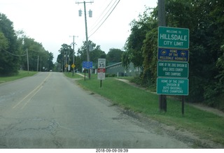 driving to Hillsdale signs