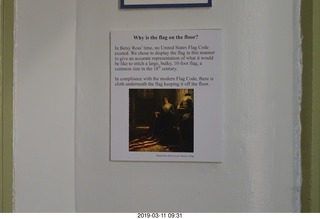 685 a0b. Philadelphia - historical stuff - Betsy Ross house - flag on the floor sign