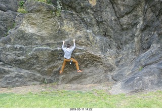 Philadelphia - river walk - Brian climbing a rock