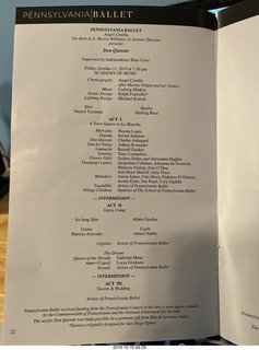 Philadelphia - Academy of Music - Pennsylvania Ballet - Don Quixote - program