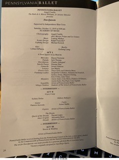 Philadelphia - Academy of Music - Pennsylvania Ballet - Don Quixote - program