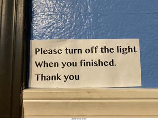 Please turn off the light when you finished - Thank you