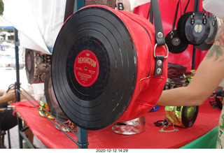 Argentina - Buenos Aires tour - indoor shopping area - vinyl-record purses