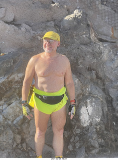 3313 a0z. Adam shirtless atop North Mountain hike