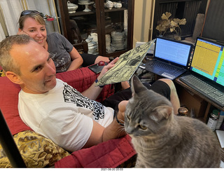 Jay and Julia Billings and cat Potato