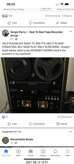 Sony tape deck only plays in reverse