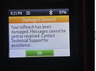 303 a18. Garmin Delorme Damaged Device warning