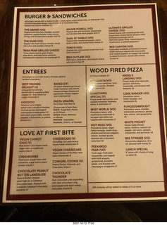 305 a18. Peekaboo Canyon Wood Fired Kitchen restaurant (vegetarian without warning) menu front