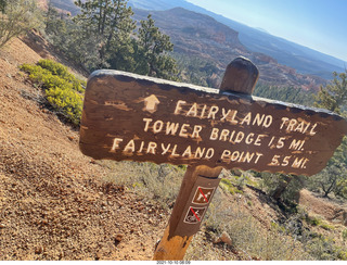73 a18. Bryce Canyon Fairyland Trail hike - sign