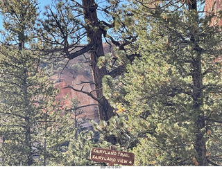 125 a18. Bryce Canyon Fairyland Trail hike - signs near Tower Bridge