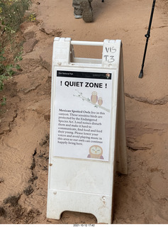 Zion National Park - Scout Landing hike - Quiet Zone sign