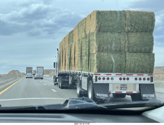 Arizona drive on I-15, Virgin River, amazing views - truck of hay