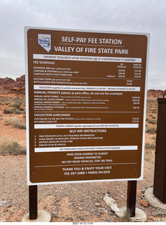 Valley of Fire State Park in Nevada - pay sign