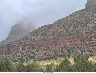 Zion National Park in the rain and fog