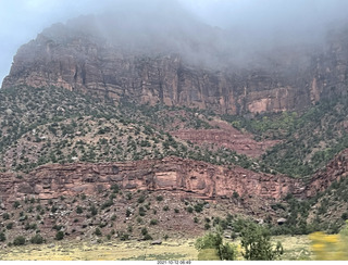 Zion National Park in the rain and fog