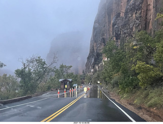 Zion National Park in the rain and fog