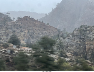 37 a18. Zion National Park in the rain and fog