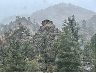 40 a18. Zion National Park in the rain and fog